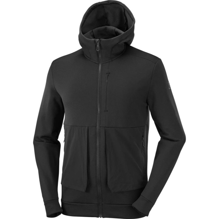 Black Salomon Essential Warm Fleece Men's Jackets | IE JE0673